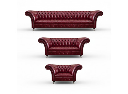 Donkerrood Chesterfield leren bankstel designer leren sofa's zitbanken