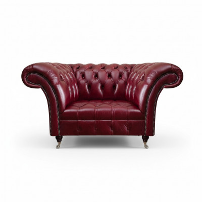 Chesterfield rode woonkamer fauteuil designer leren eenzitter 1-zitter