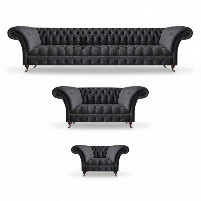 Zwarte Chesterfield textielmeubel zitelement bankstellen