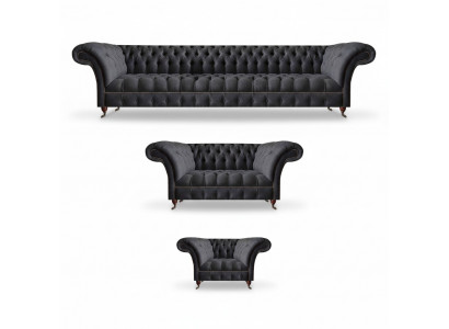 Zwarte Chesterfield textielmeubel zitelement bankstellen
