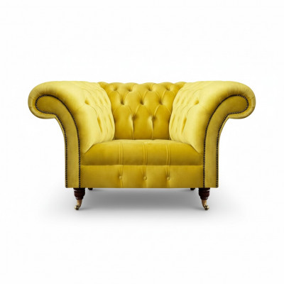 Luxe Chesterfield stoffen fauteuil woonkamer gestoffeerde eenzits fauteuil