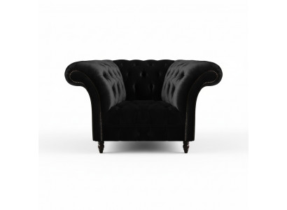 Chesterfield Zwarte Leunstoel Bekleding Woonkamer 1-Zits Nieuw