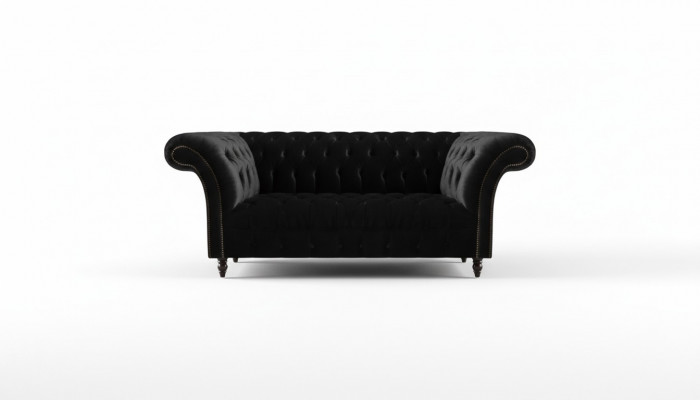 Volledig zwarte Chesterfield bank Designer textielbanken Stoffen bank