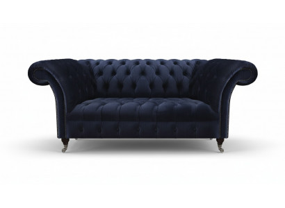 Donkerblauwe gestoffeerde Chesterfield-bank woonkamer textielsofa moderne meubels