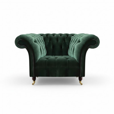 Chesterfield Groene Fauteuil Textielfauteuil Stoffenzitter Woonkamer Meubilair