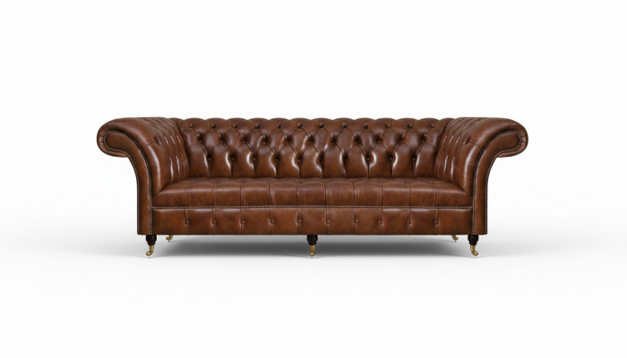 Bruine Chesterfield lederen bank Weelderige driezitsbanken voor de woonkamer meubels.