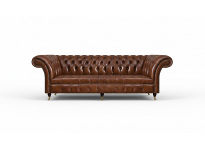 Bruine Chesterfield lederen bank Weelderige driezitsbanken voor de woonkamer meubels.