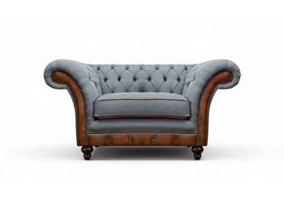 Chesterfield lichtgrijze fauteuil designer stoffen stoel textiel meubelen