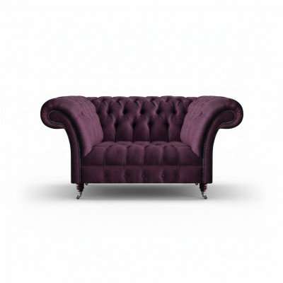 Lila Chesterfield gestoffeerde bank woonkamer designer tweezitsbank chique bank.