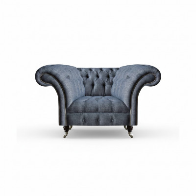 Moderne Chesterfield fauteuil grijze woonkamer textielzetel 1-zitter