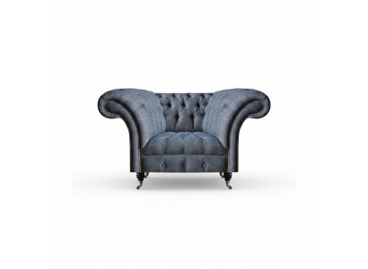 Moderne Chesterfield fauteuil grijze woonkamer textielzetel 1-zitter