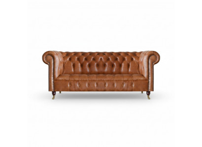 Chesterfield lederen zitmeubel bruine driezitter woonkamer edele sofa's