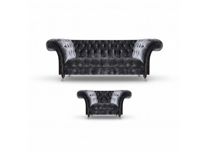 Chesterfield gestoffeerde meubels woonkamer textiel driezitter stijlvolle fauteuil 2 delig
