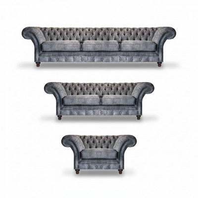 Chesterfield grijze textielgarnituur woonkamersofa's designerbanken