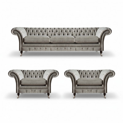 Moderne Chesterfield zitgroep textielbanken fauteuil gestoffeerde meubels 3-delig