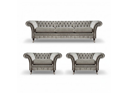 Moderne Chesterfield zitgroep textielbanken fauteuil gestoffeerde meubels 3-delig