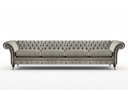 Lichtgrijze Chesterfield gestoffeerde sofa Designer 4-zitstextiel meubels.