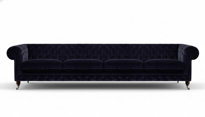 Chesterfield donkerblauwe 4-zitsbank woonkamer gestoffeerde zitmeubelen