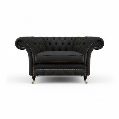 Luxe zwarte Chesterfield eenzitter woonkamer gestoffeerde fauteuil