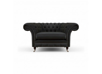 Luxe zwarte Chesterfield eenzitter woonkamer gestoffeerde fauteuil