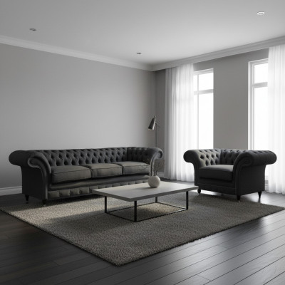 Chesterfield gestoffeerde zitbank designer 3-zits stijlvolle leunstoel.