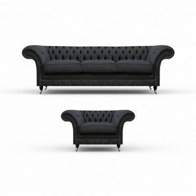 Chesterfield gestoffeerde zitbank designer 3-zits stijlvolle leunstoel.