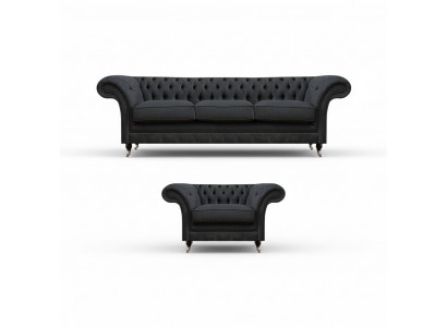Chesterfield gestoffeerde zitbank designer 3-zits stijlvolle leunstoel.