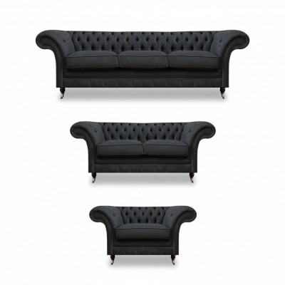 Elegante grijze Chesterfield woonkamerbanken designer sofa's 3-delige set