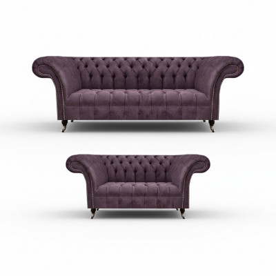 Volledige Chesterfield Lila Zitset 2x Banken Driezitter 2-zitter