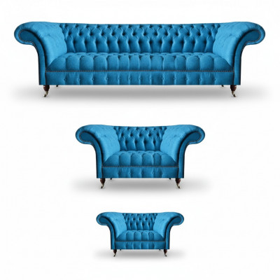 Himmelblauwe Chesterfield Set Luxe Meubelen Designer Banken