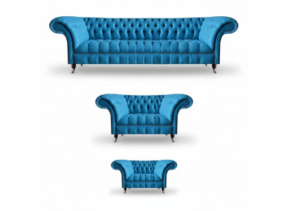 Himmelblauwe Chesterfield Set Luxe Meubelen Designer Banken