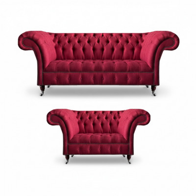 Rosa Chesterfield 3-zits stijlvol tweezits woonkamer textiel set