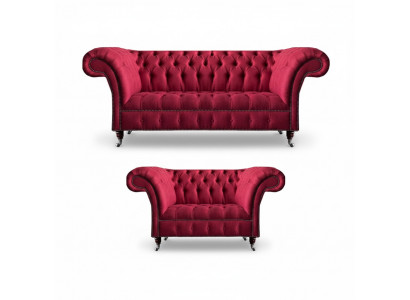 Rosa Chesterfield 3-zits stijlvol tweezits woonkamer textiel set