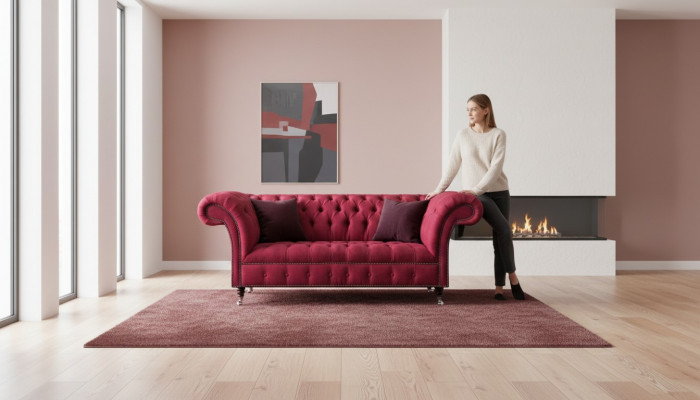 Luxueuze roze driezits bank woonkamerbank stoffen meubelstukken