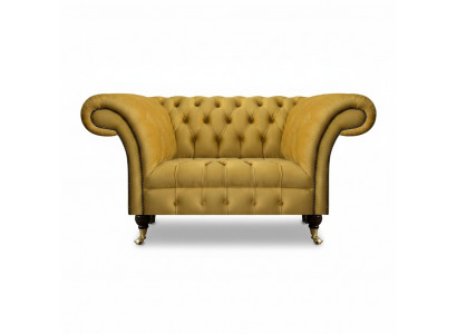Chesterfield Designer Tweezitsbank Sofa Woonkamer Luxe Geel Bekleed Sofa