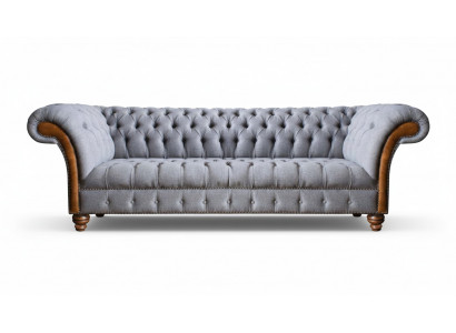 Lichtgrijze Chesterfield gestoffeerde bank woonkamer designer 4-zits bank