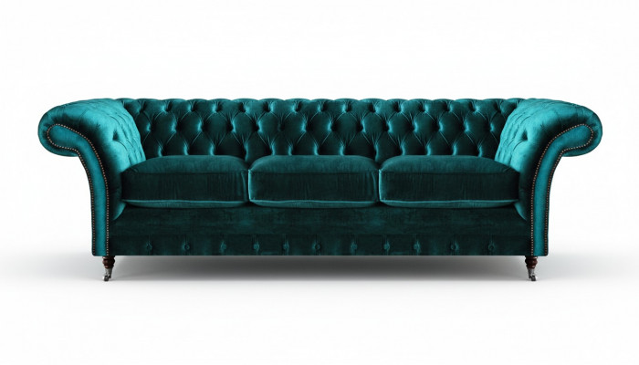 Woonkamer groen driezitsbank sofa textiel meubel gestoffeerde zitmeubel.