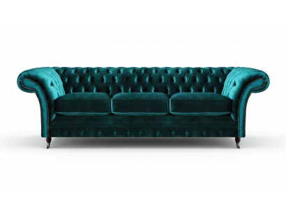 Woonkamer groen driezitsbank sofa textiel meubel gestoffeerde zitmeubel.