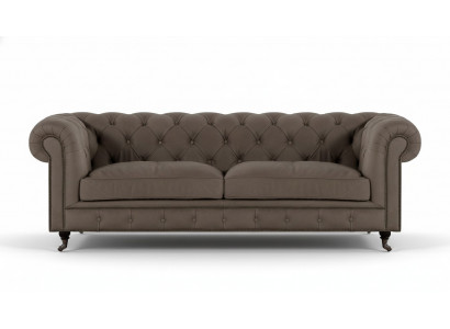Bekleding Chesterfield tweezitsbank bankstel textiel grijs woonkamer.