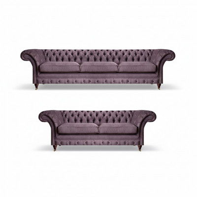 Modern Chesterfield bekledingsset, elegante driezitsbank stof, 2-zits 2-delig