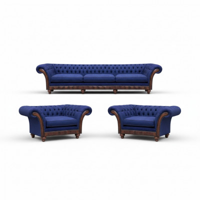 Designer woonkamer Chesterfield bankstel luxe sofa's fauteuil 3-delig.