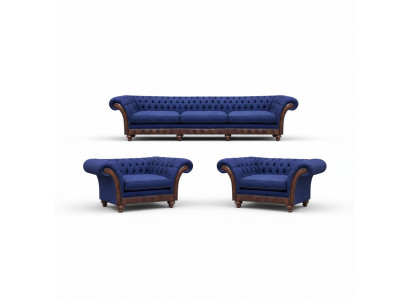 Designer woonkamer Chesterfield bankstel luxe sofa's fauteuil 3-delig.
