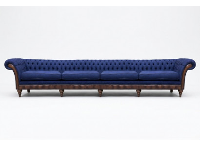Blauwe Chesterfield Woonkamer Vierzitter Sofa Exclusieve Zitmeubelen