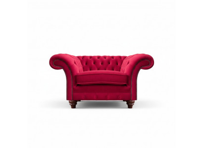 Rode Chesterfield woonkamerfauteuil designer stoffen fauteuil leunstoel