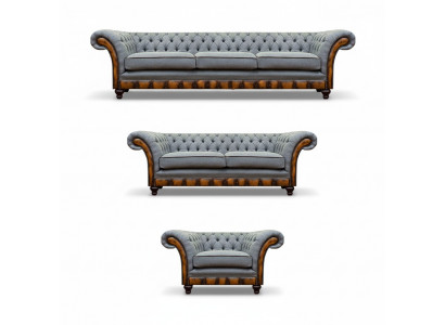 Chesterfield lichtgrijze gestoffeerde meubels woonkamer bankstel elegant set