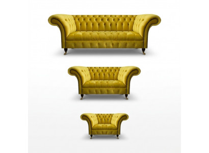 Woonkamer Gele Chesterfield Banken Set Moderne 3-delige Bekleding Set
