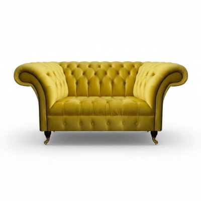 Moderne Chesterfield zitmeubelen Gele tweezits designer stoffen bank