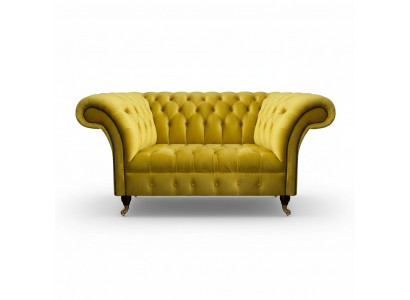 Moderne Chesterfield zitmeubelen Gele tweezits designer stoffen bank