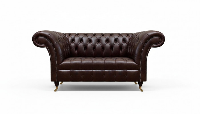 Chocoladebruin Chesterfield leren sofa designer kunstlederen sofa's tweezitter
