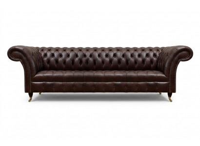 Bruin Chesterfield kunstleren bank, modern viersits sofa meubelstuk